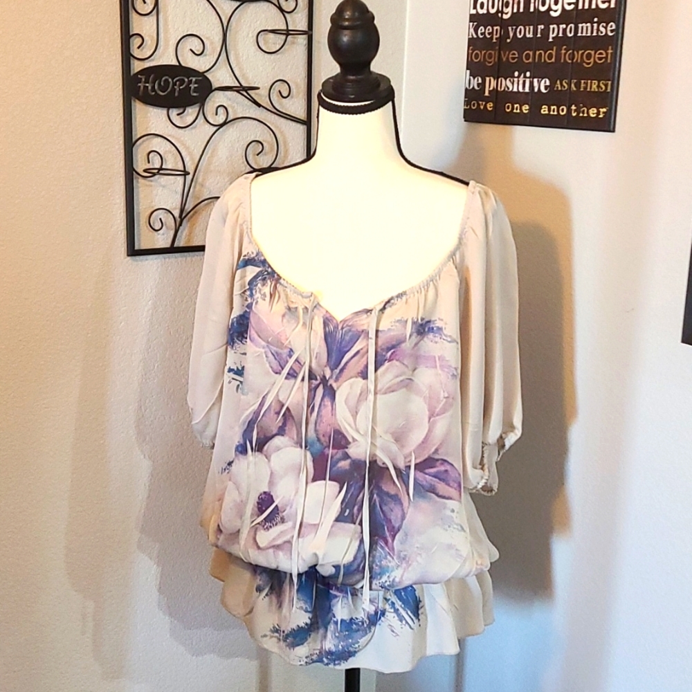 Apt 9 Top Blouse Floral Abstract